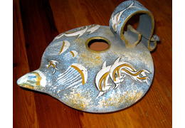 Deko ollampe   keramik   fische   delfine   22cm x 14cm   dekorativ 1