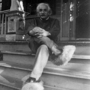 Einstein and his furry shoes