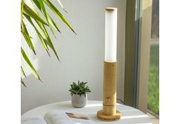 Lanama design led tischlampe bambus moso natur 400 lumen drehdimmer vollspektrumlampe 1200 60