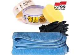 Soft99 fusso coat 12 m wax light mikrofasertuch handschuhe