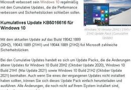 Aktuelle update informationen windows 10 kb5016616
